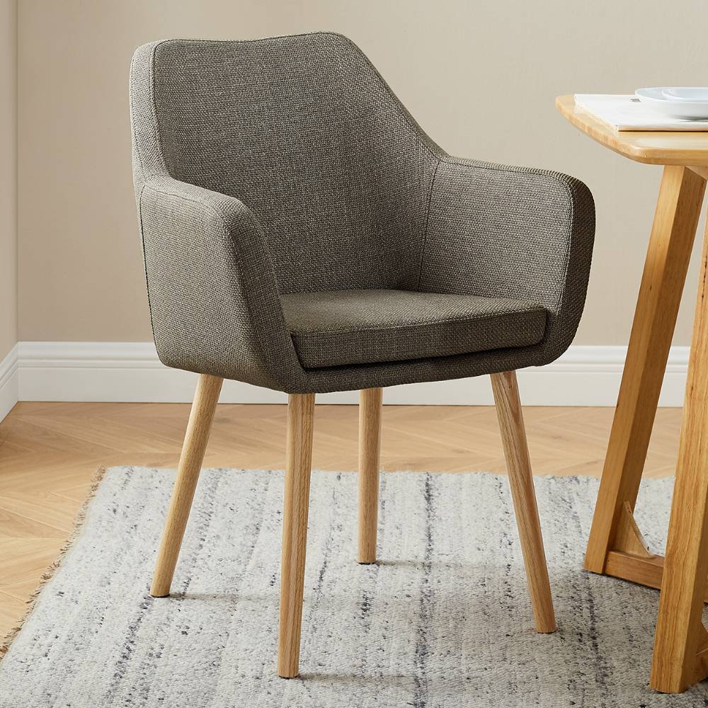 Esszimmerarmlehnstuhl Lida aus Strukturstoff im Skandi Design