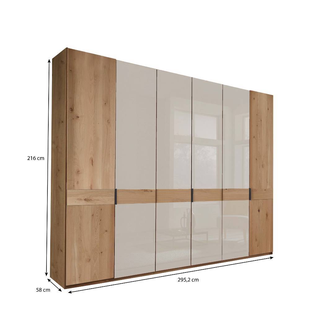 Kleiderschrank Viramiru in Eiche Bianco & Champagner mit Drehtüren