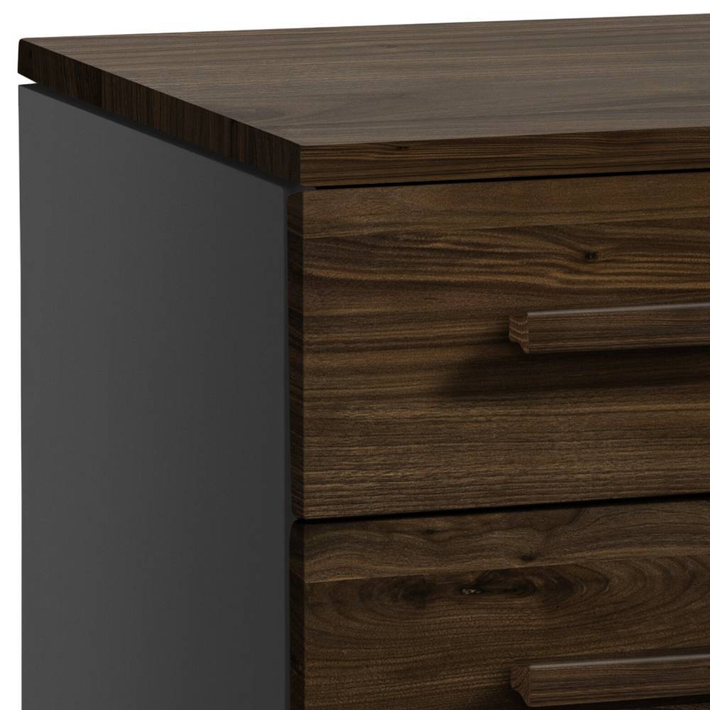 Teilmassives Sideboard Cemanna in Nussbaumfarben und Anthrazit