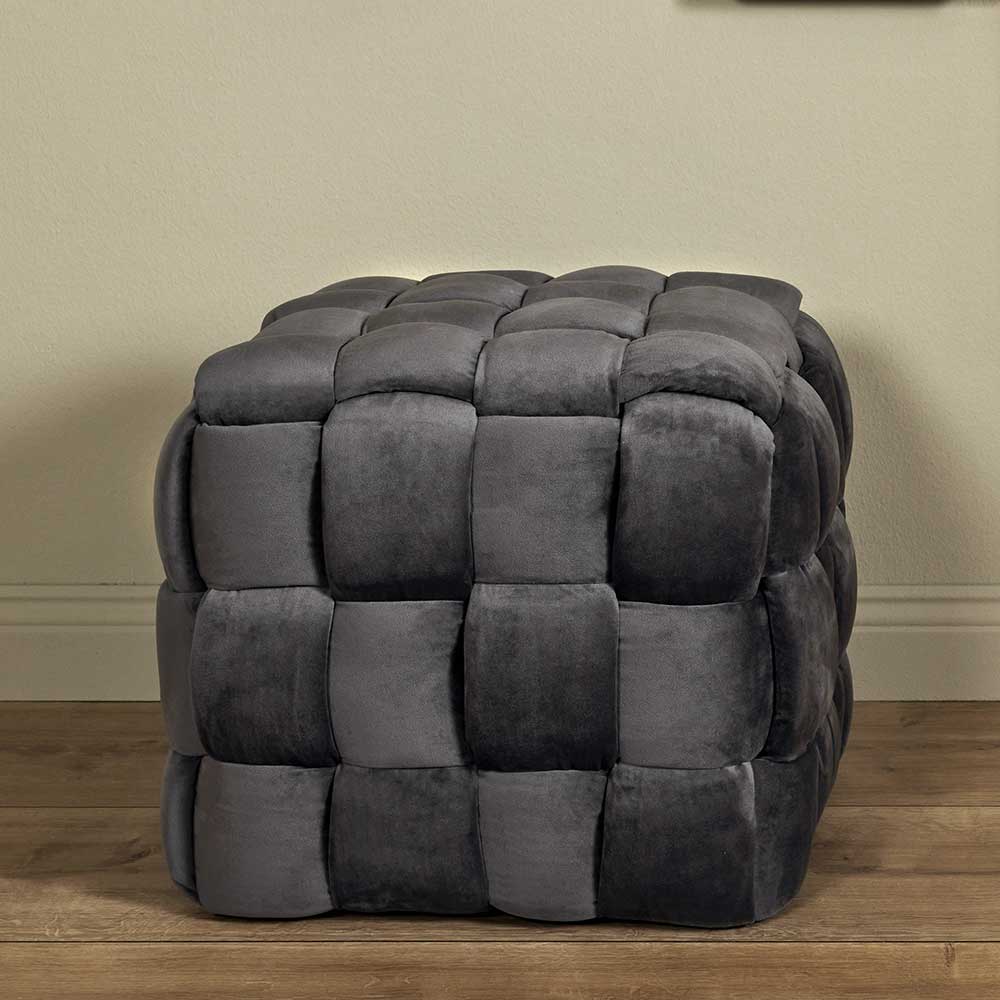 Sitzhocker Veracruz aus Samt in quadratischer Form