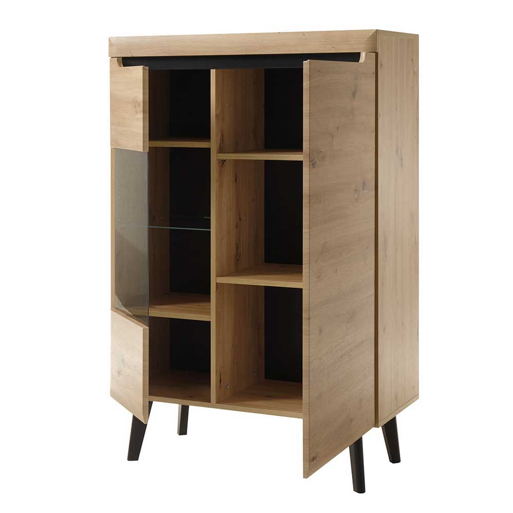 Wohnzimmermöbel Tomya im Skandi Design in Wildeichefarben (dreiteilig)