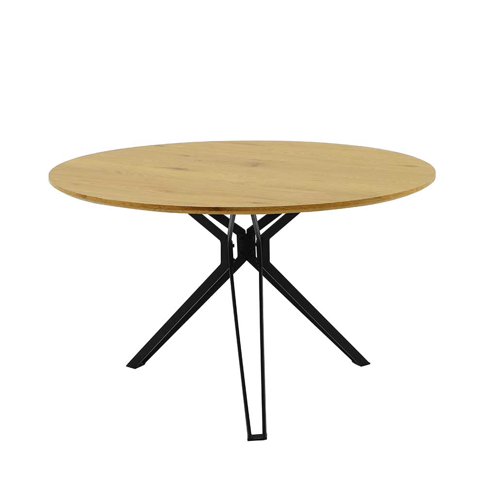 Tisch Esszimmer Prisma in Wildeichefarben und Schwarz aus MDF und Metall