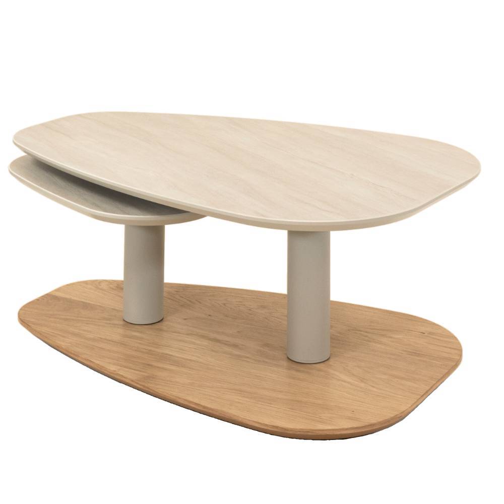 Designercouchtisch Vanskupa auf Säulengestell in ovaler Form