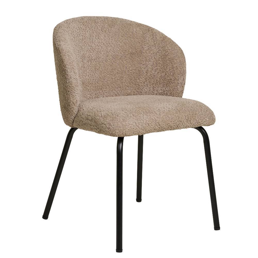 Polsterstuhl Esszimmer Socotta in Beige aus Boucle Stoff (2er Set)