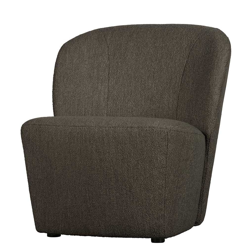 Boucle Stoff Sessel Parceloma in Dunkelbraun 75 cm hoch