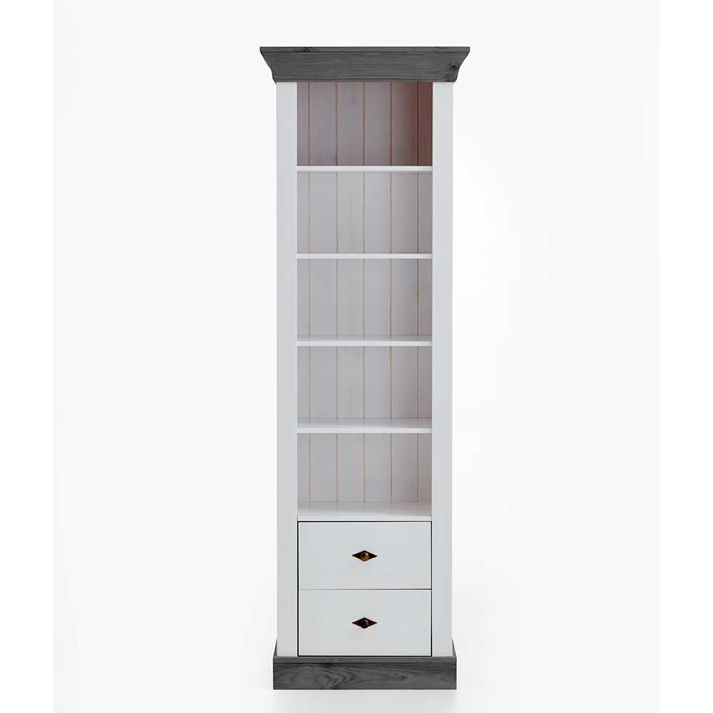 Babyzimmer Regal Boulogne in Weiß und Grau aus Kiefer teilmassiv