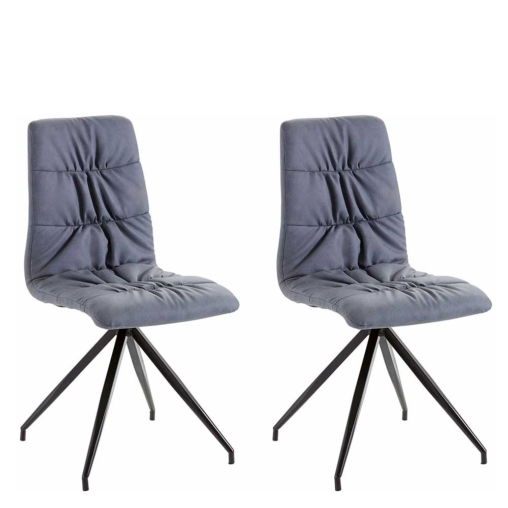2 Stühle Esszimmer Cherry in Blaugrau und Schwarz mit hoher Lehne (2er Set)