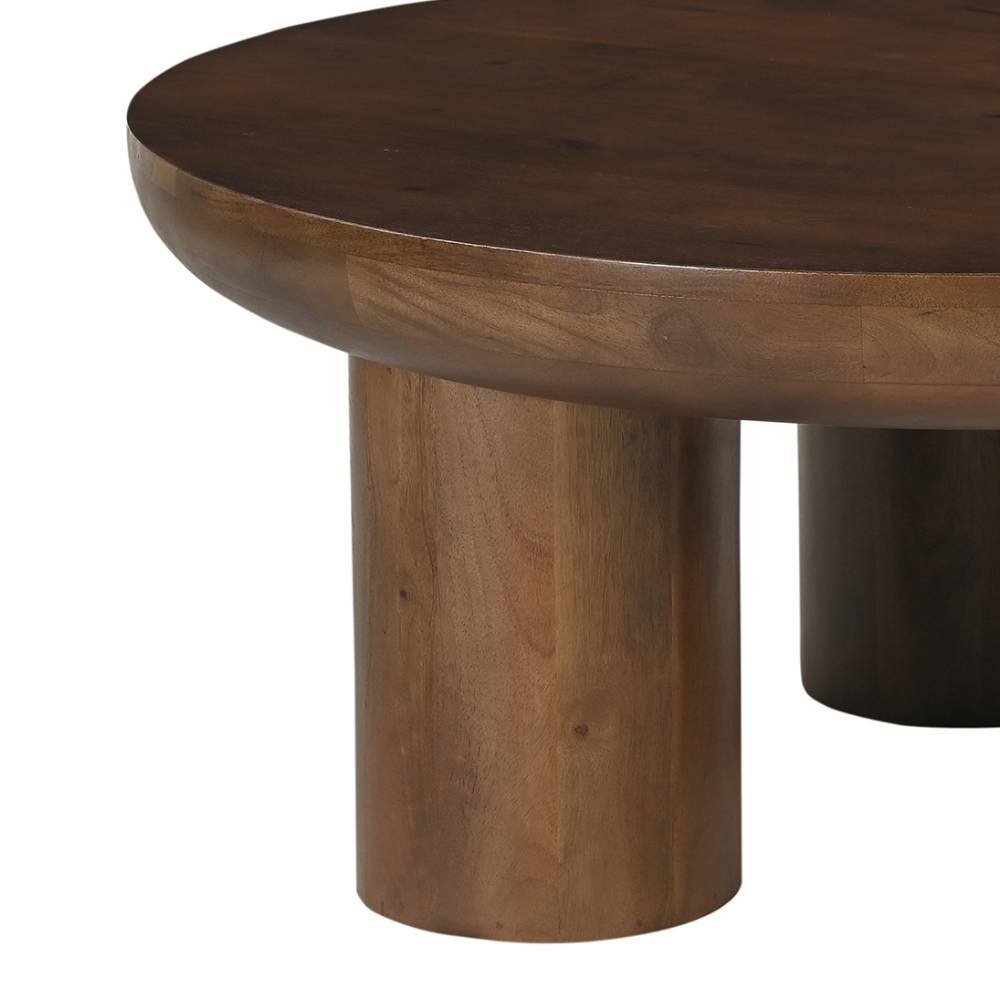 Vollholztisch Iloca in runder Form aus Mangobaum Massivholz