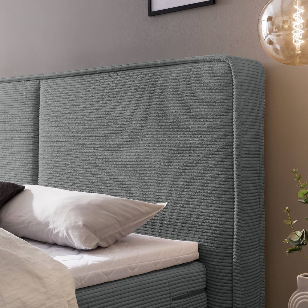 Boxspring Bett Frisata aus Breitcord in Anthrazit