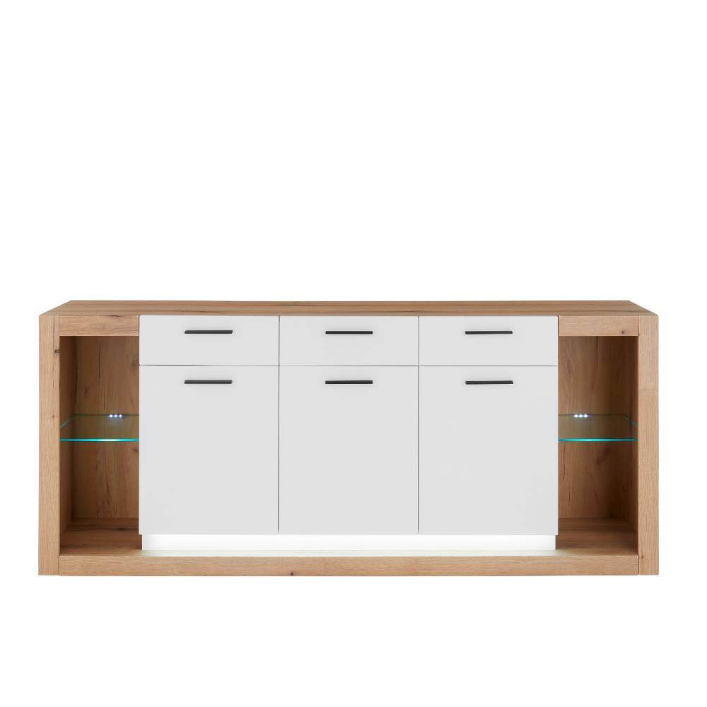 Wohnzimmer Anbauwand Asprecca in modernem Design 195 cm hoch (dreiteilig)