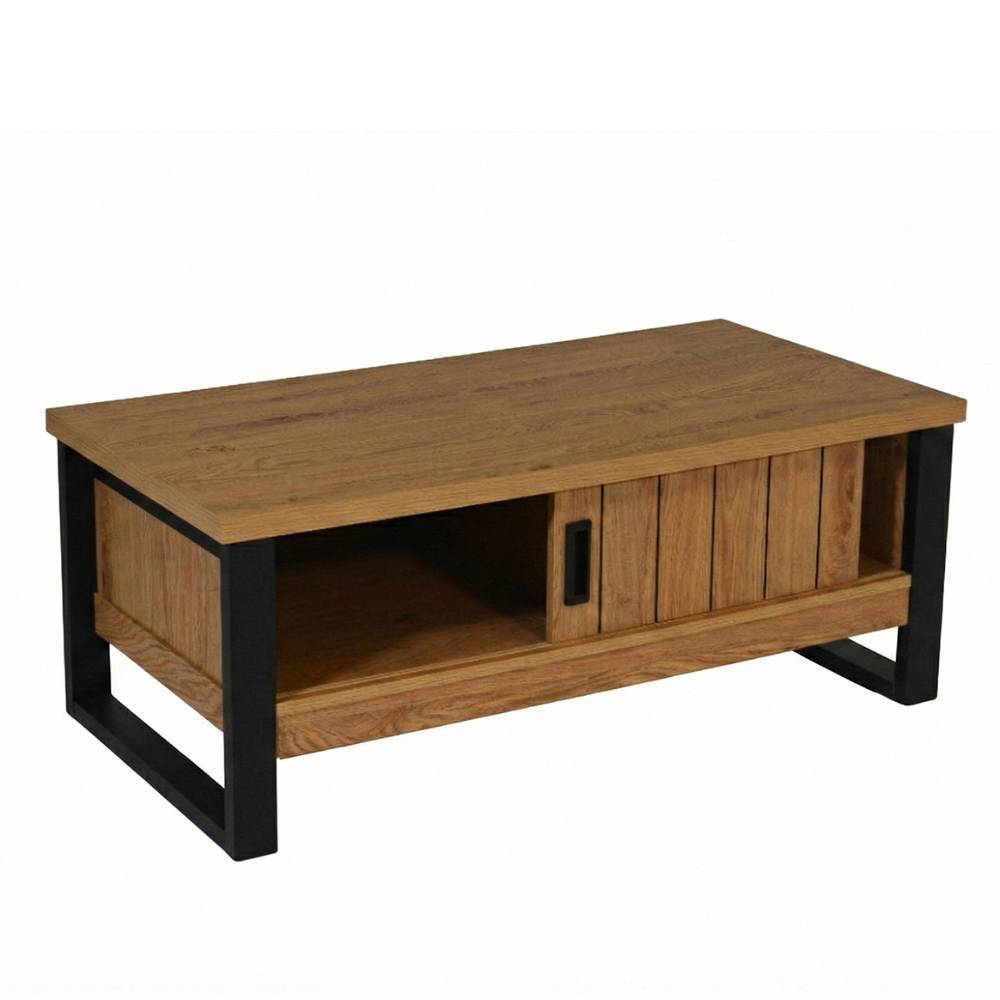 Couchtisch Precio in Holzoptik foliert mit Bügelgestell