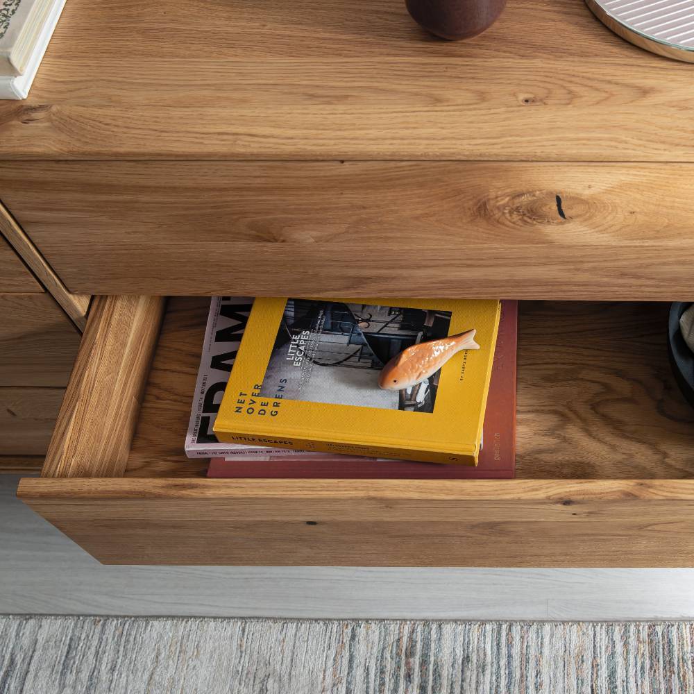 Esszimmersideboard modern Belafoma aus Eiche Massivholz mit sechs Schubladen
