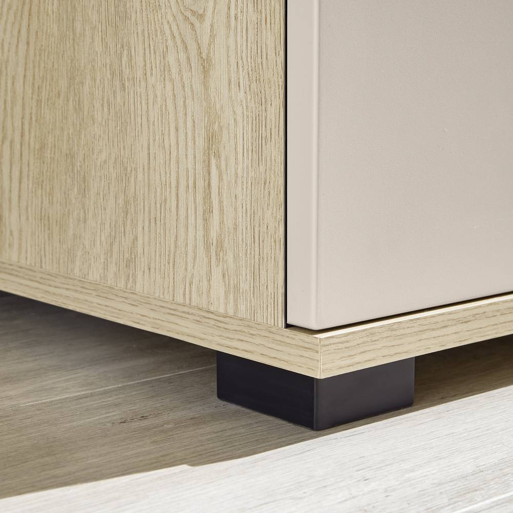 Wohnzimmer Kommode Helina mit Glastüren und vier Schubladen