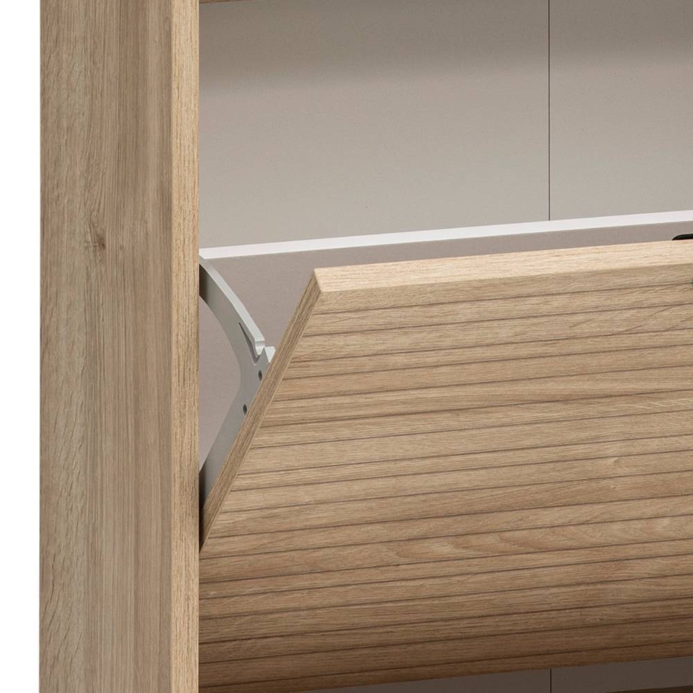 Schuhklappenschrank Rasvanna in Weißeiche Holzoptik 20 cm tief