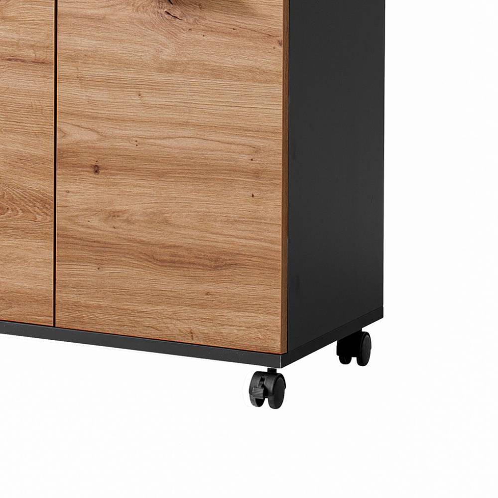 Waschtischunterschrank Mayora in Anthrazit und Wildeichefarben