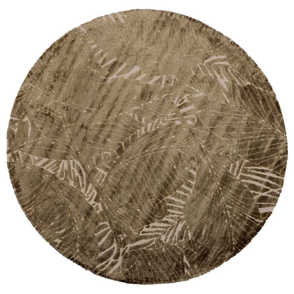 Rundteppich Tauranga in Braun Kurzflor mit Blattmuster