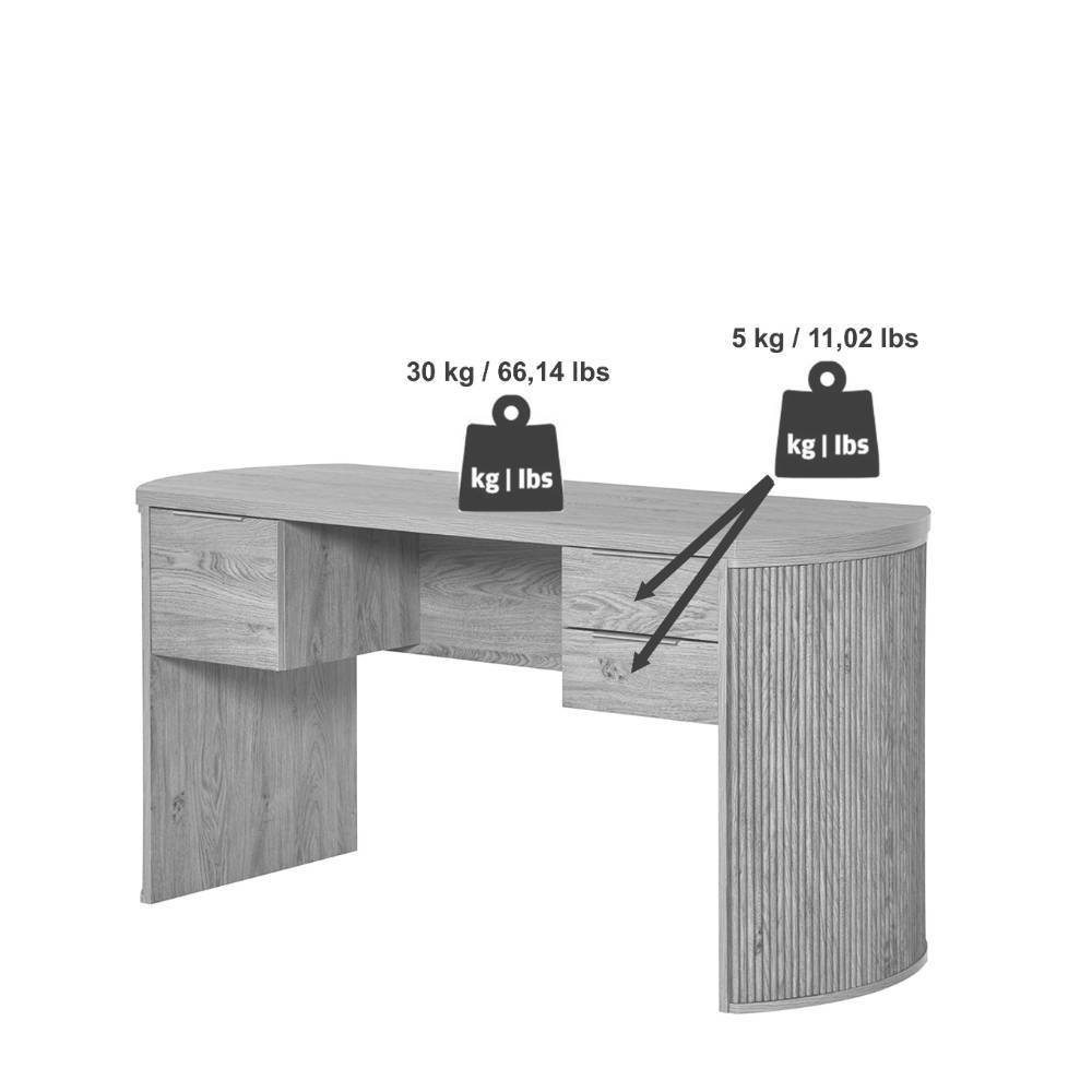 Designschreibtisch Baldaniel in Eichefarben 148 cm breit