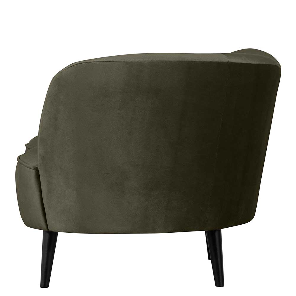 Lounge Einsitzer Sofa Corsica in Dunkelgrün Samt Rücken echt bezogen