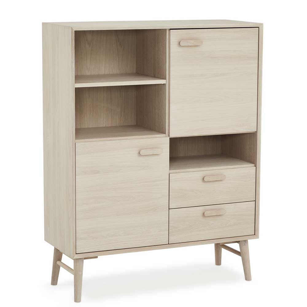 Highboard Vilrada im Skandi Design mit Holzgriffen