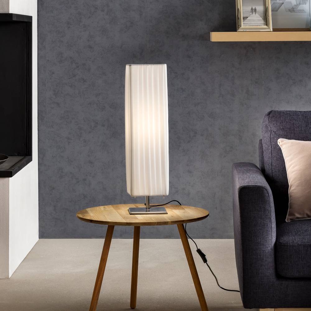 Tischlampe Moggia in Weiß und Chromfarben