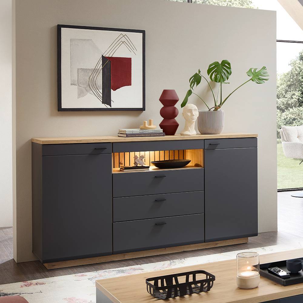 Sideboard Yarisis mit drei Schubladen 175 cm breit