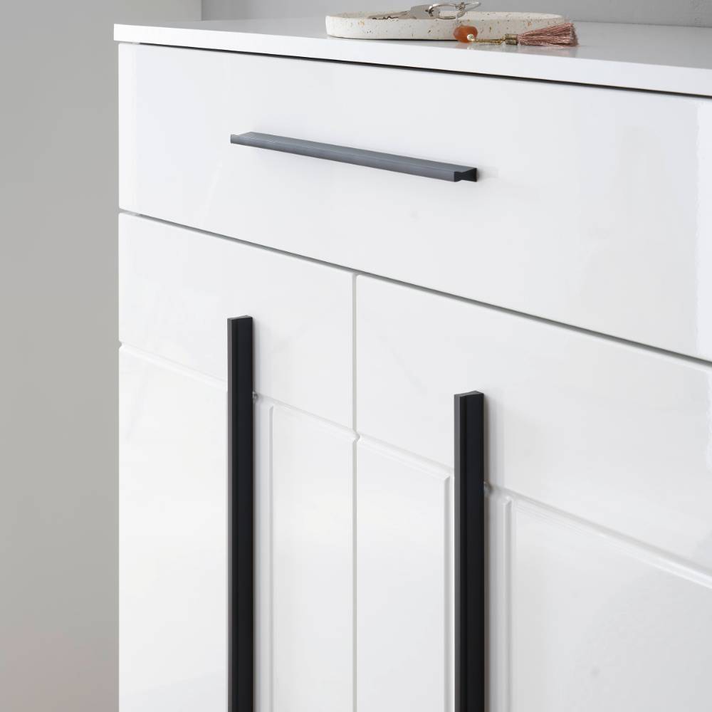 Flurgarderobe Bistian in Weiß mit Hochglanz Front (vierteilig)