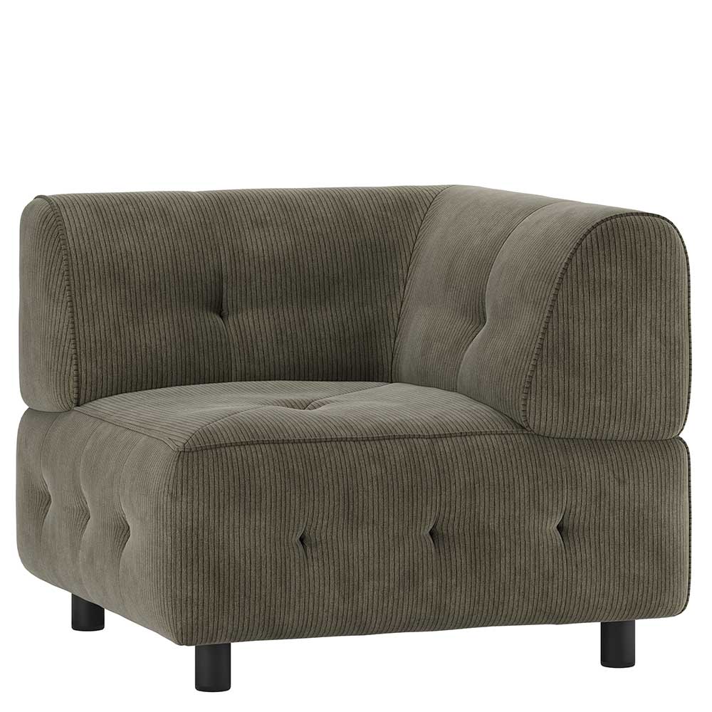Eckelement Couch Cord Grenada in Blassgrün mit 43 cm Sitzhöhe