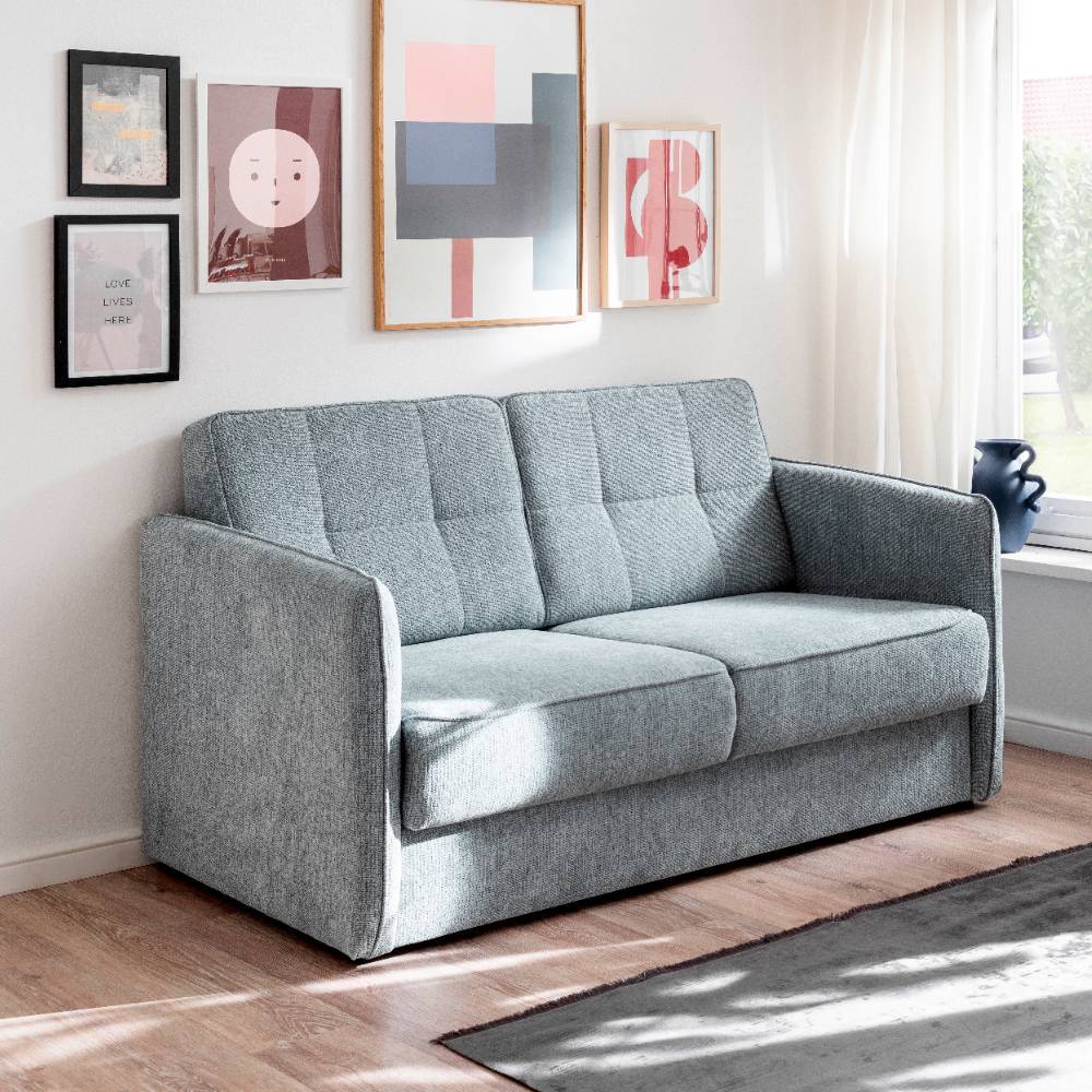 Schlafsofa Natal in Mintgrün mit Steppungen