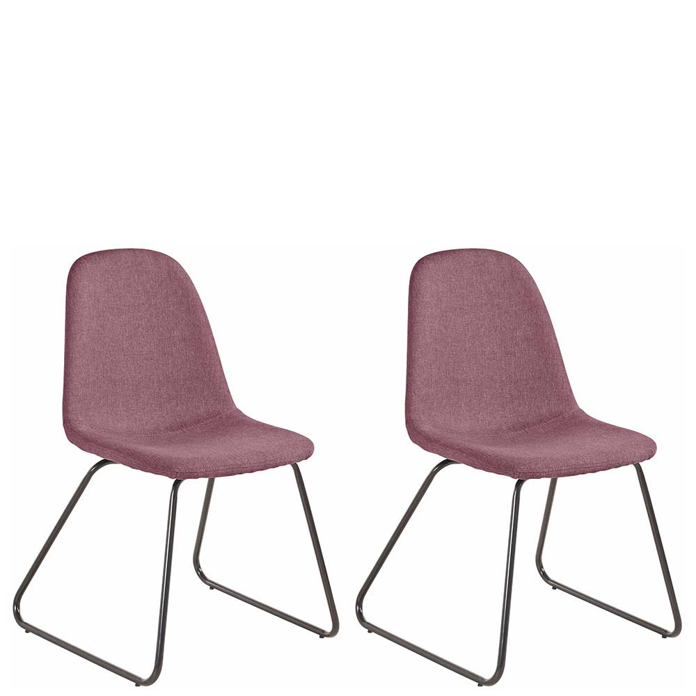 Stühle Hermine in Rosa Webstoff mit Metallbügeln in Schwarz (2er Set)