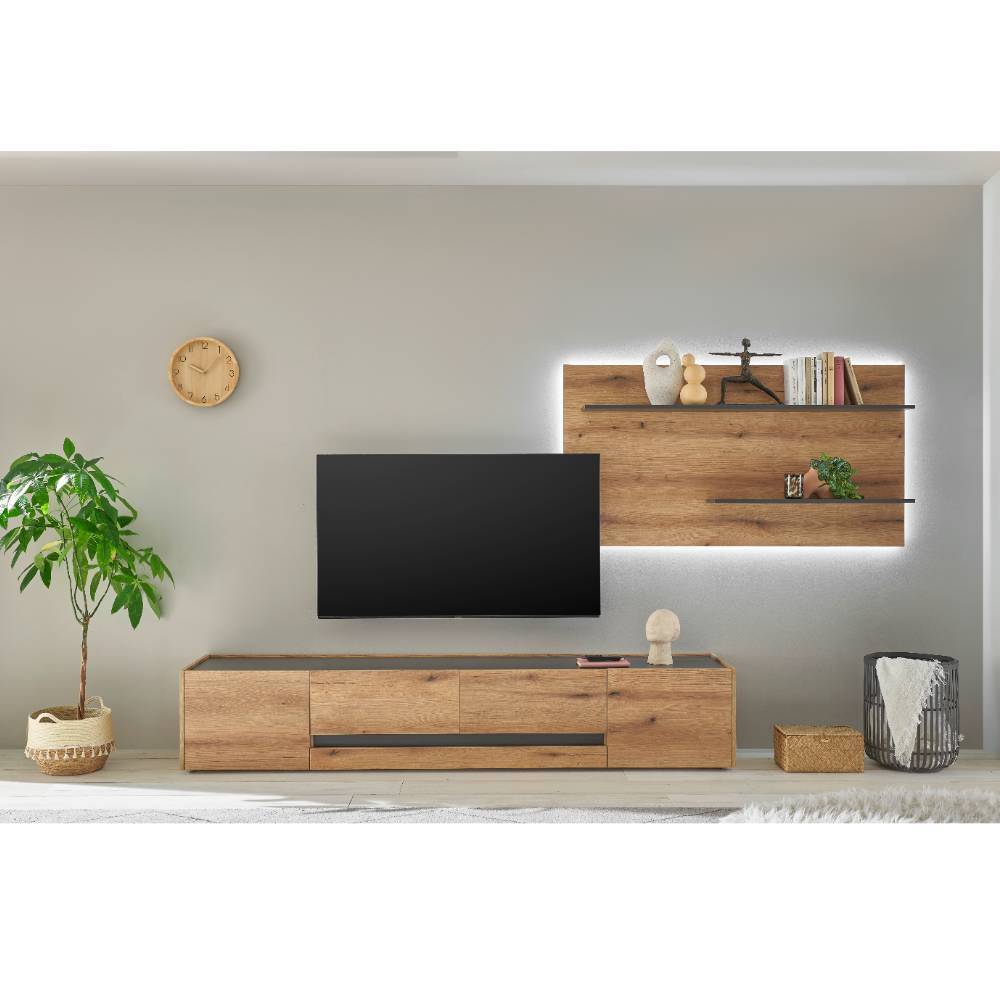 Wohnwand Castilla in modernem Design 223 cm breit (zweiteilig)