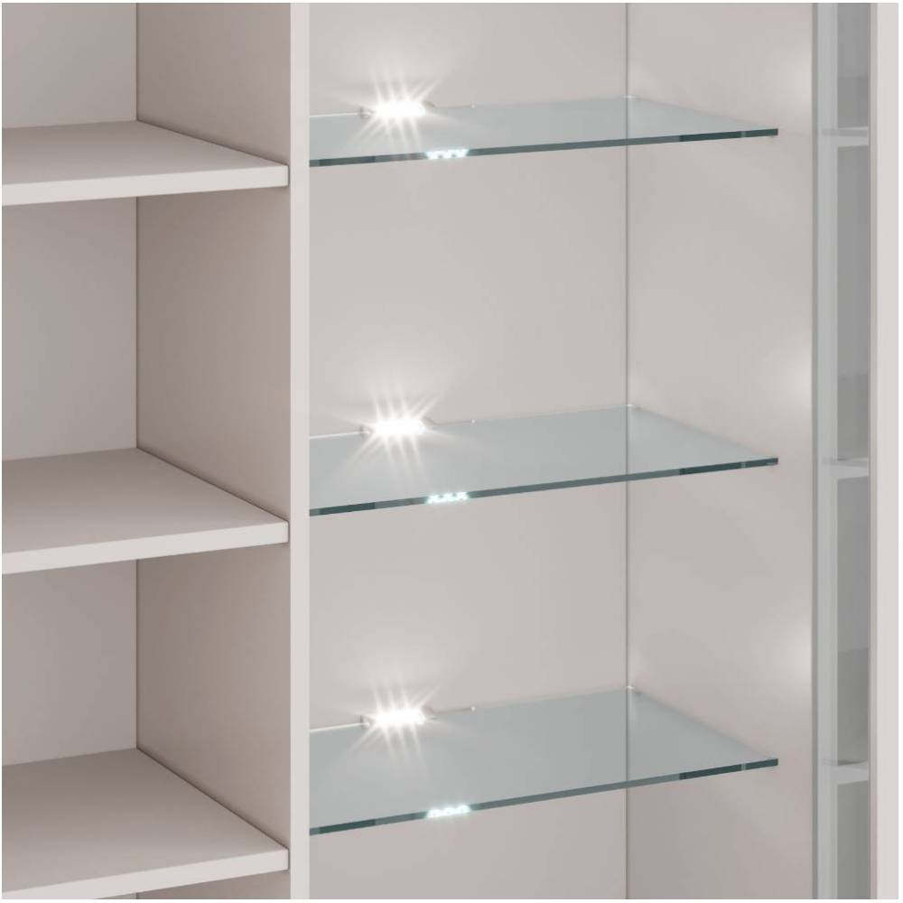 Wohnzimmervitrine Fortlanda mit drei Glasböden in modernem Design