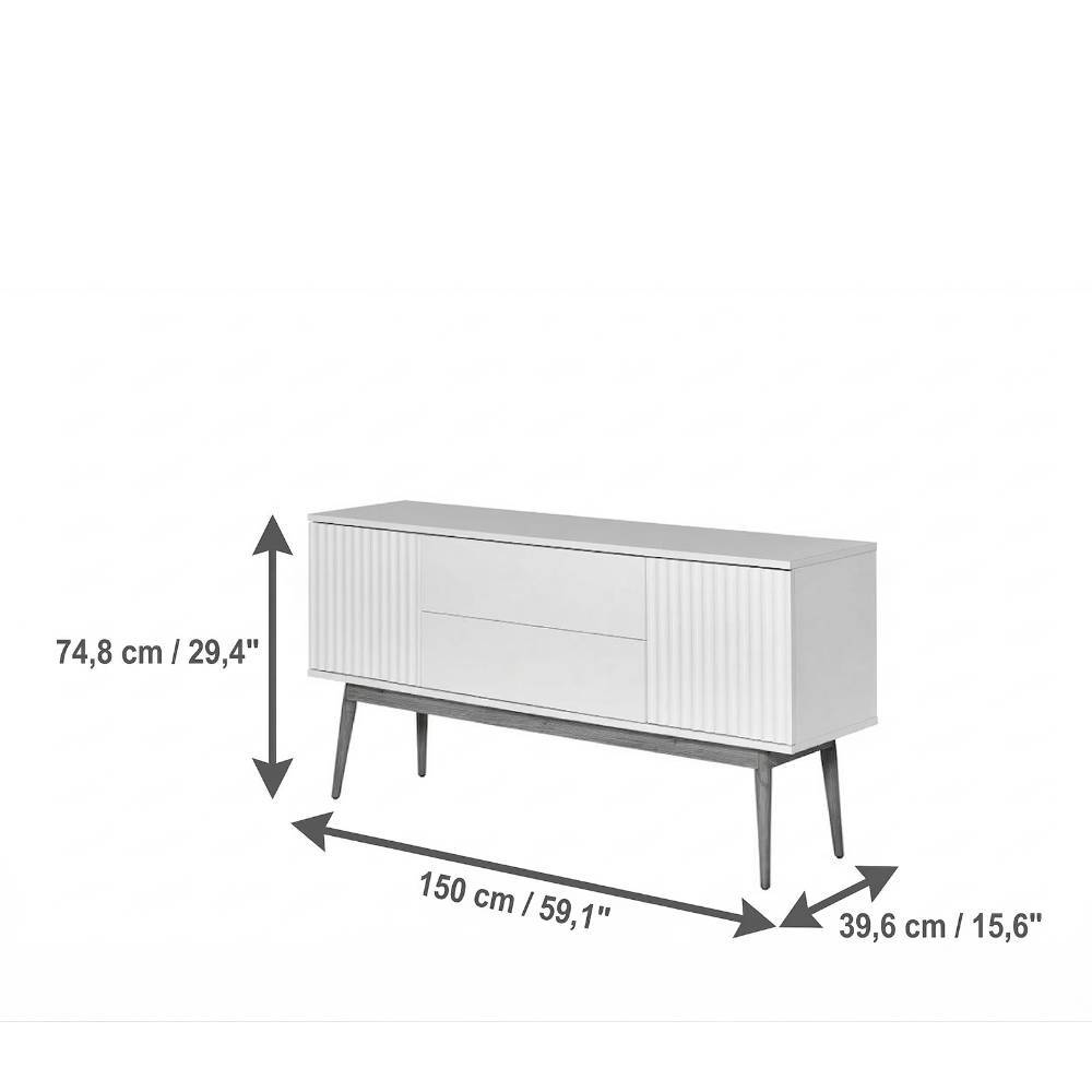 Esszimmersideboard Atela in Weiß & Holz Naturfarben im Skandi Design