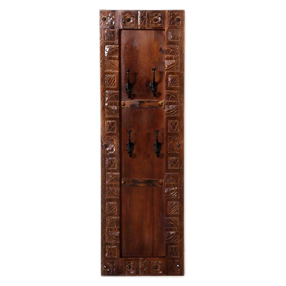 Wandgarderobe Mysore im Kolonialstil aus Teak Massivholz