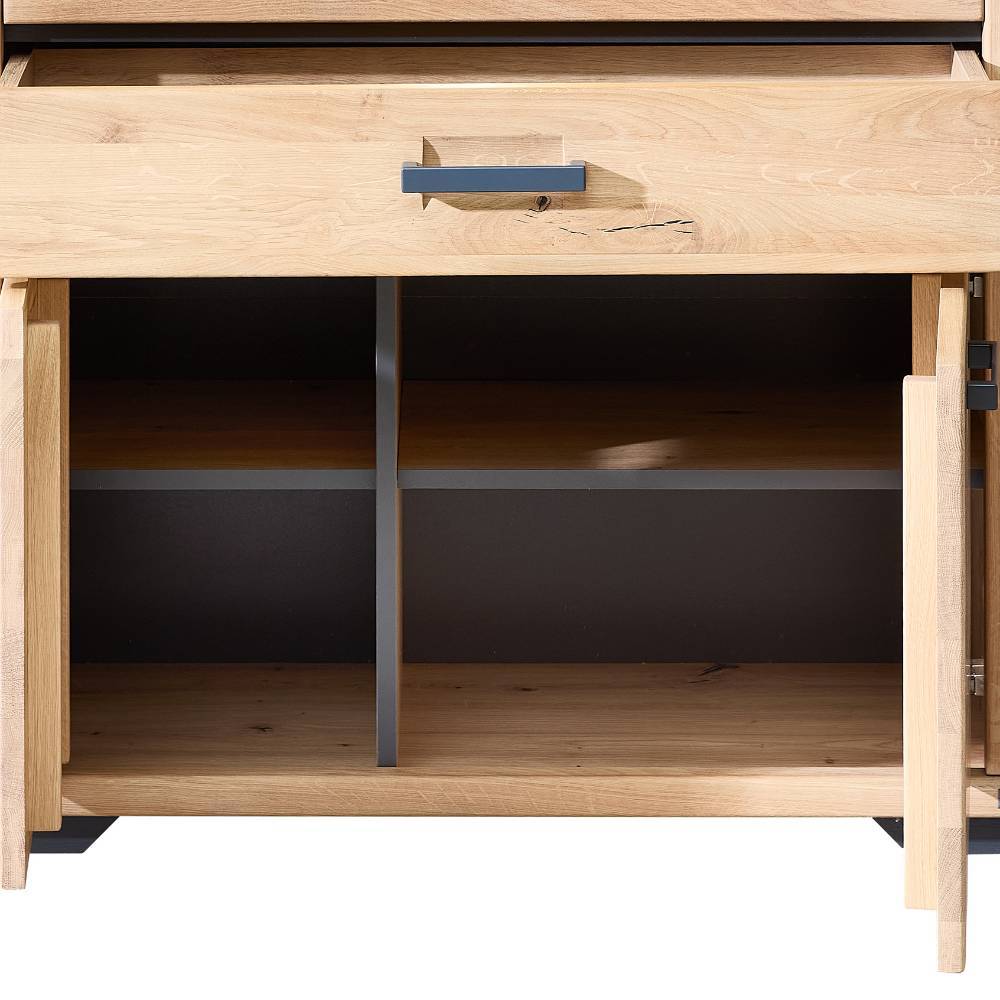 Wohnzimmervitrinenschrank Tablonero in Wildeichefarben mit LED Beleuchtung