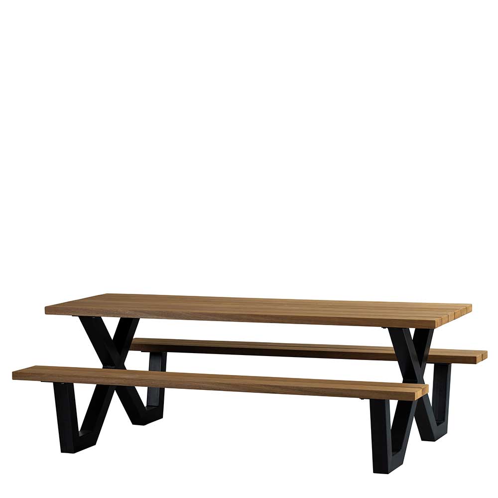 Outdoor Picknick-Tisch Vlatu aus Abachi Holz und Metall
