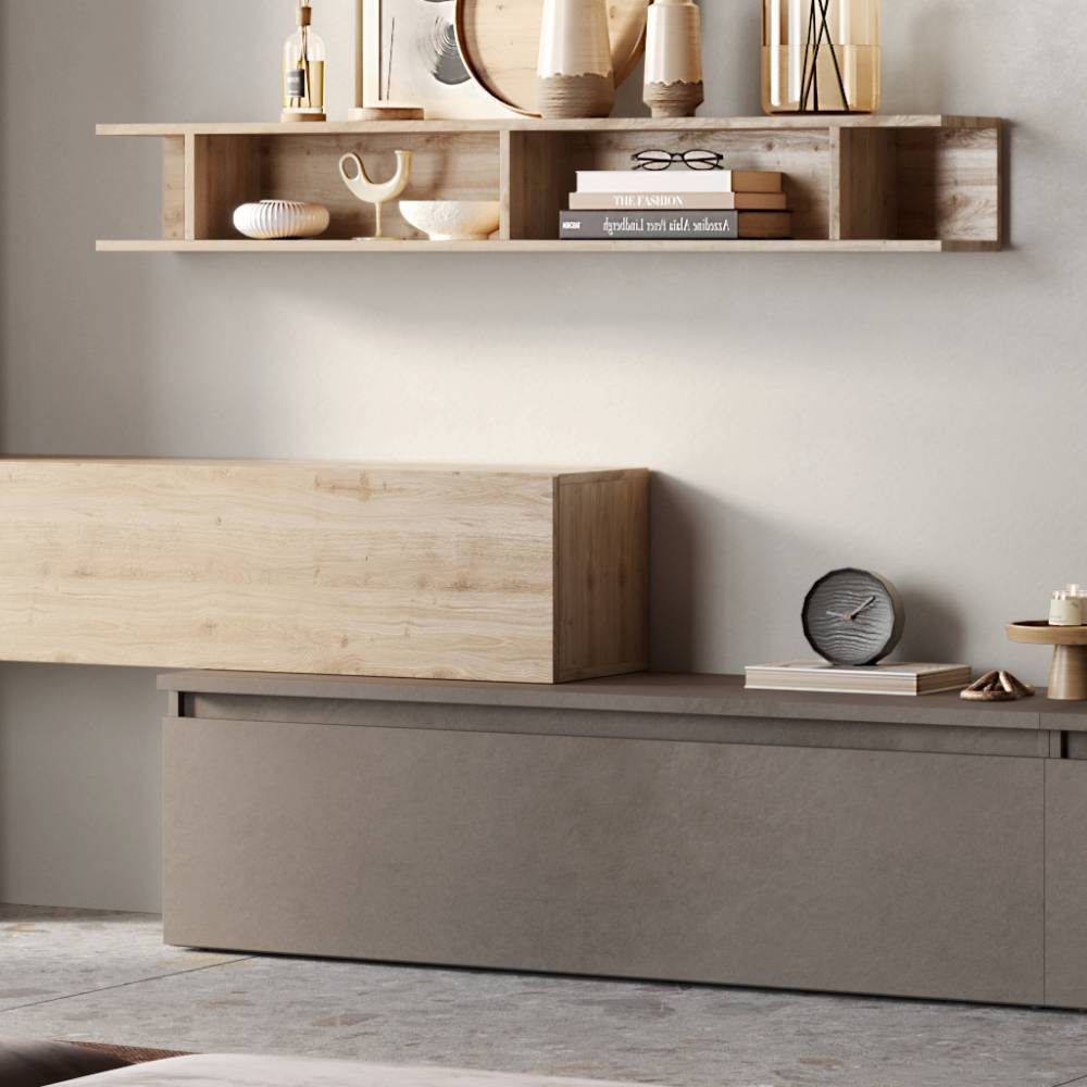 TV Wohnwand Sombrero in modernem Design 375 cm breit (achtteilig)