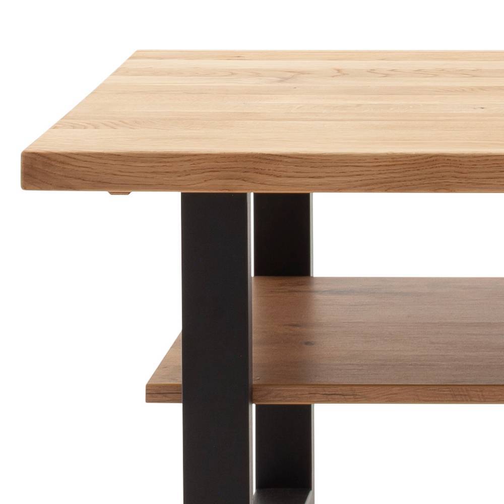 Couchtisch Suzana mit Massivholzplatte und Bügelgestell