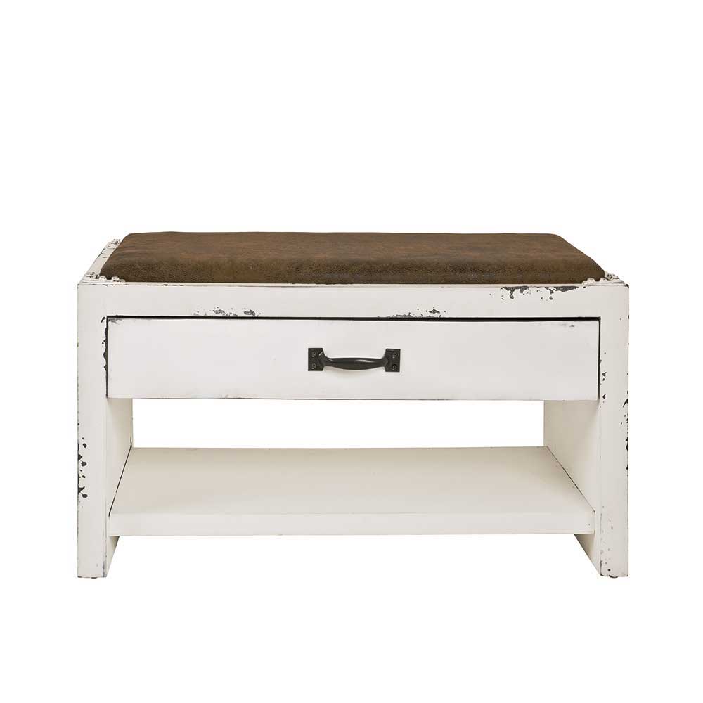 Dielenbank Naomi im Shabby Chic Design in Weiß und Braun