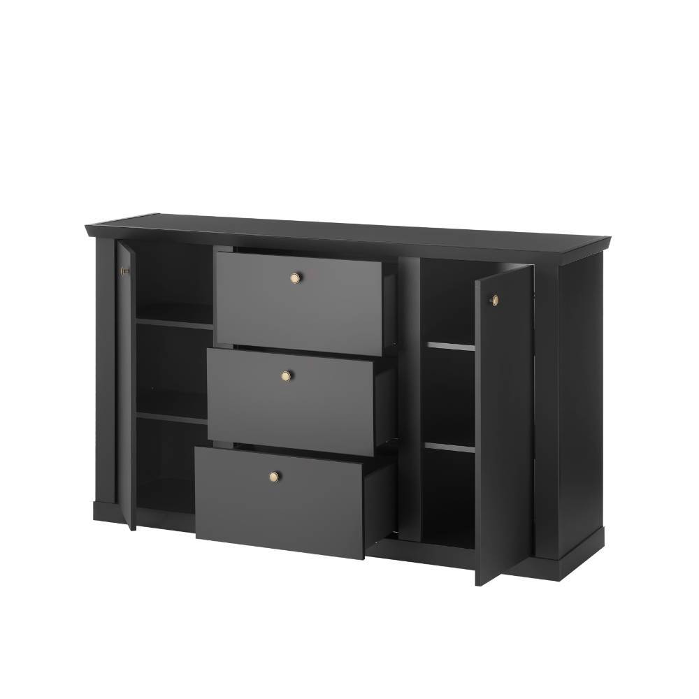 Sideboard Enjta in Schwarz matt mit Metallgriffen
