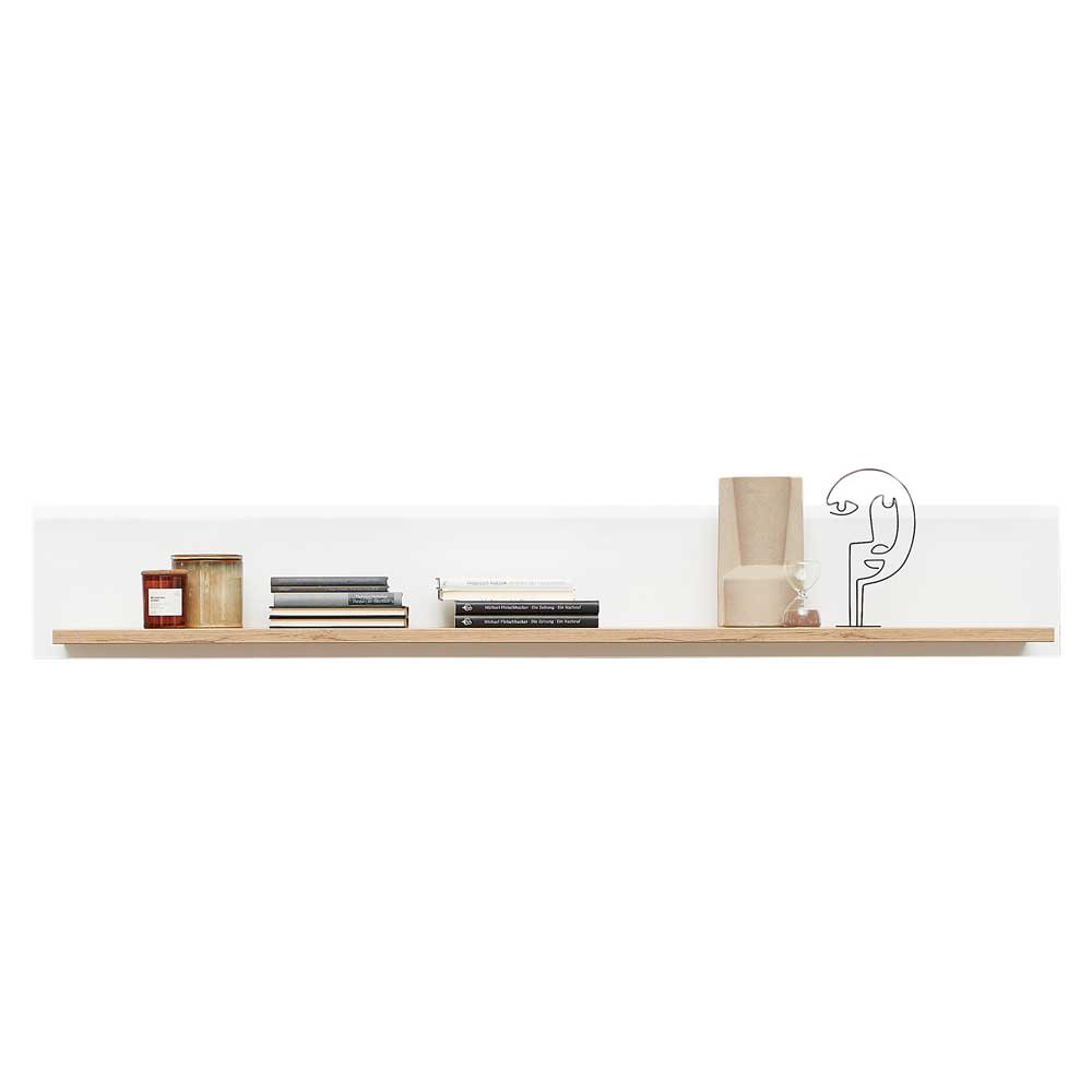 160 cm Wandboard modern Luzie in Weiß und Wildeichefarben