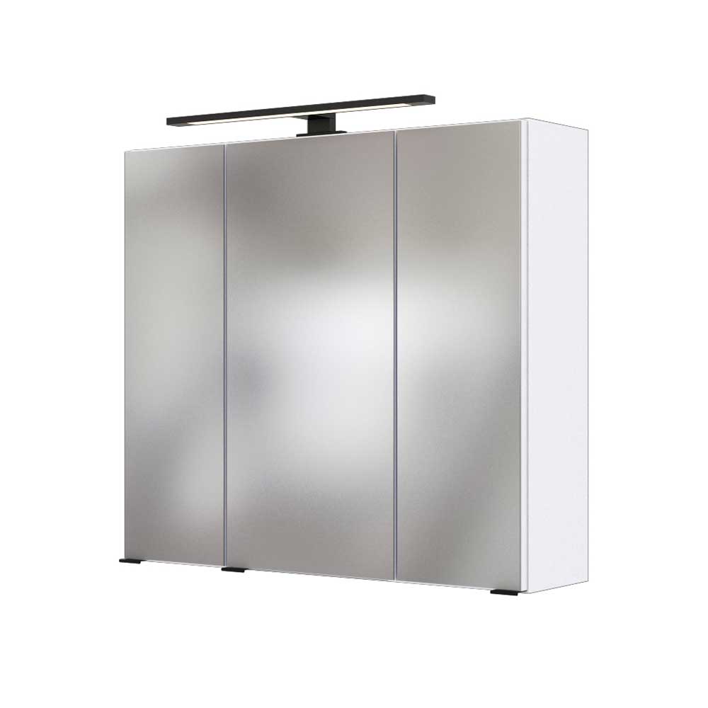 Weißer Spiegelschrank Bevario mit LED Beleuchtung 3 türig
