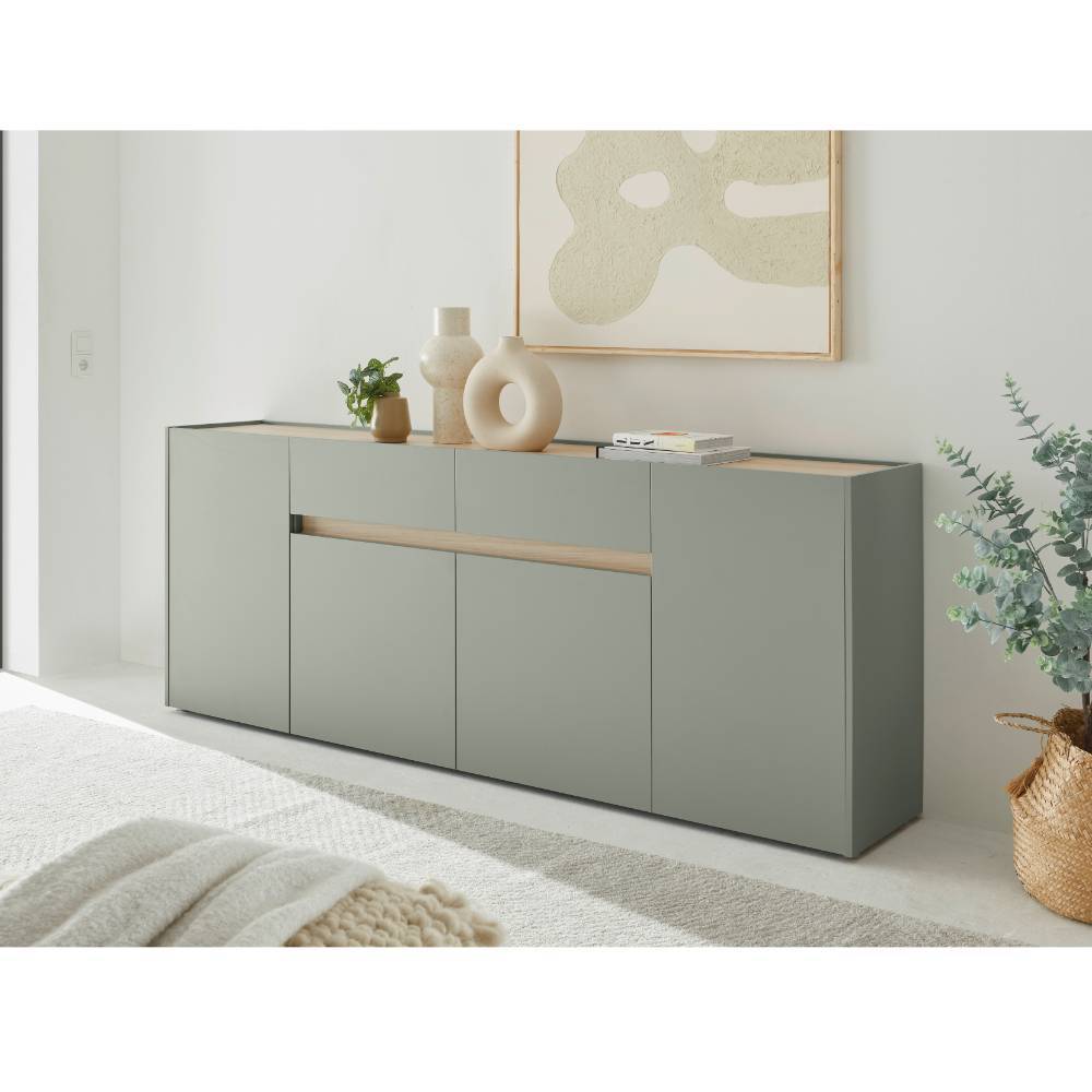 Sideboard Ulfava in Graugrün und Eichefarben