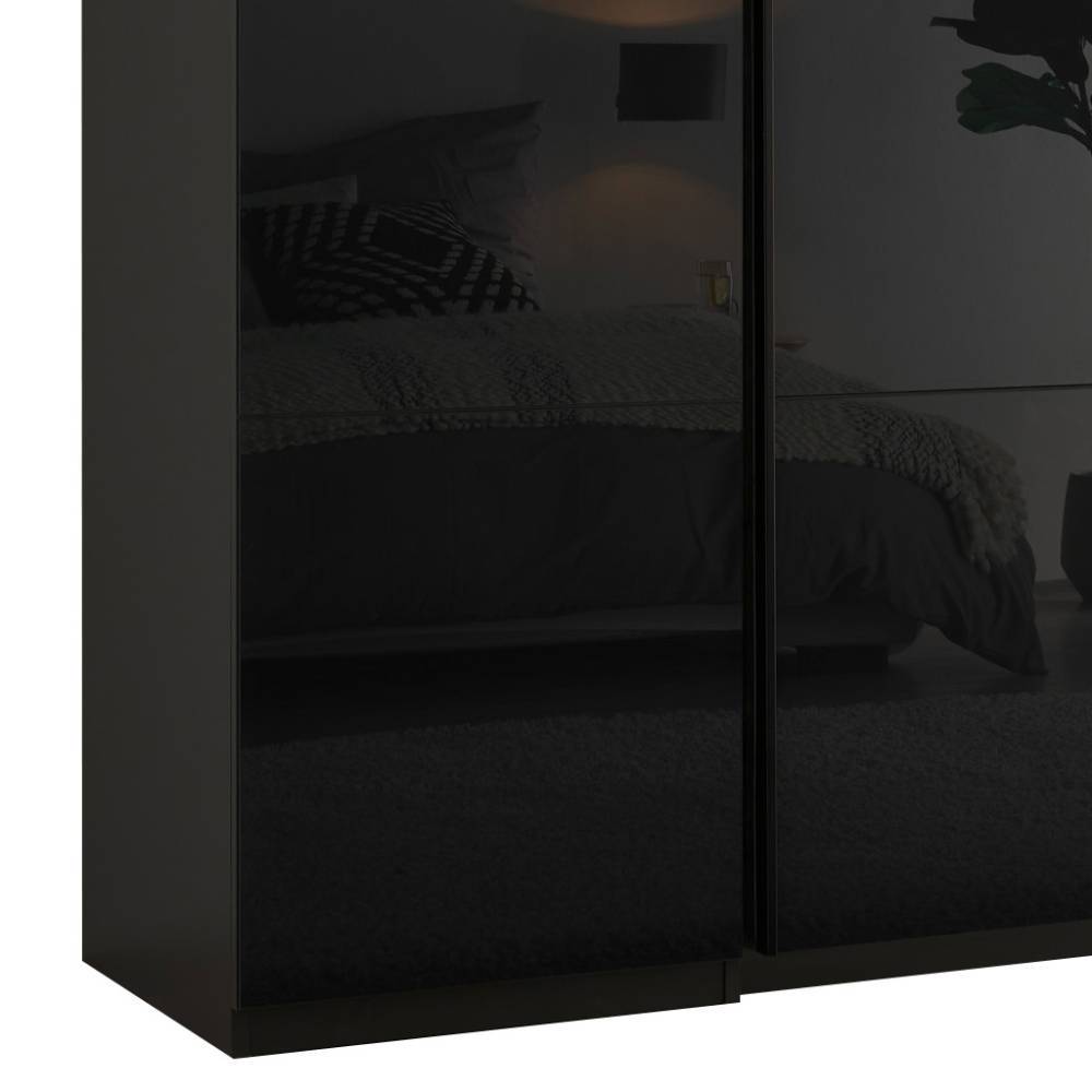 Kleiderschrank Giglio in Schwarz Front glasbeschichtet