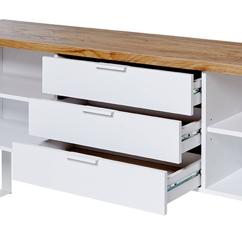 Sideboard Radanger in Weiß und Kerneichefarben