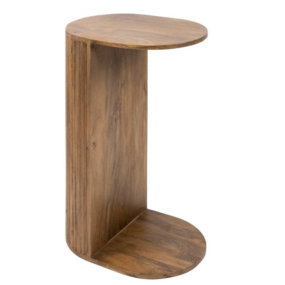 Beistelltisch Sofa Sarojasia mit C Fußgestell und Massivholz Oberfläche