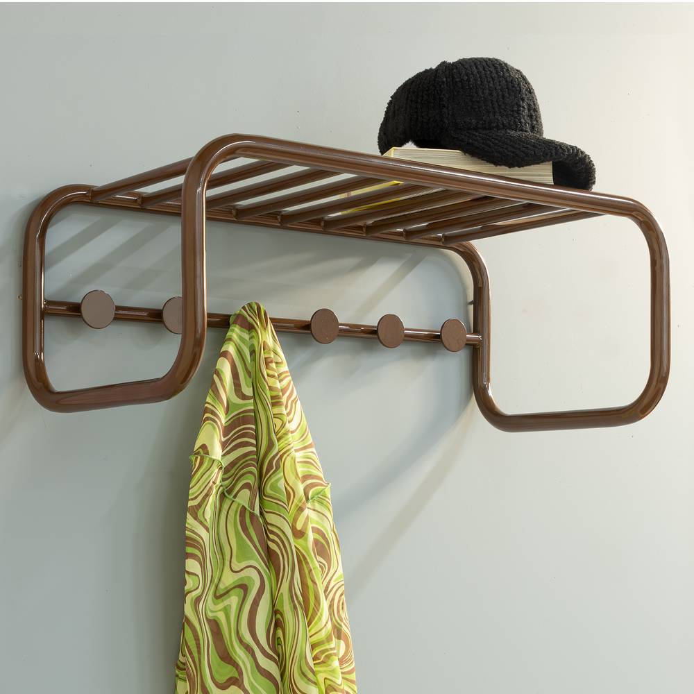 Metall Wandgarderobe Pulany in Braun im Retrostil