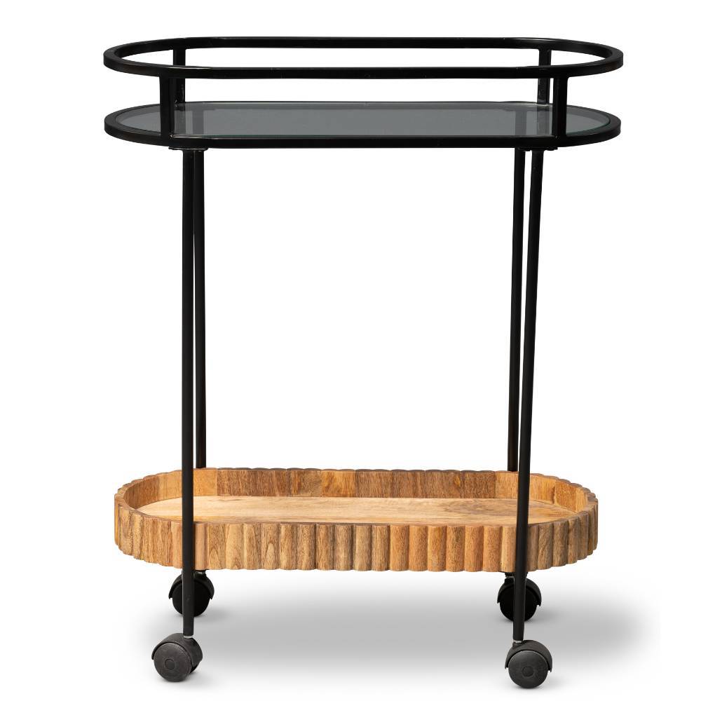 Servierwagen Milly aus Mangobaum Massivholz und Metall