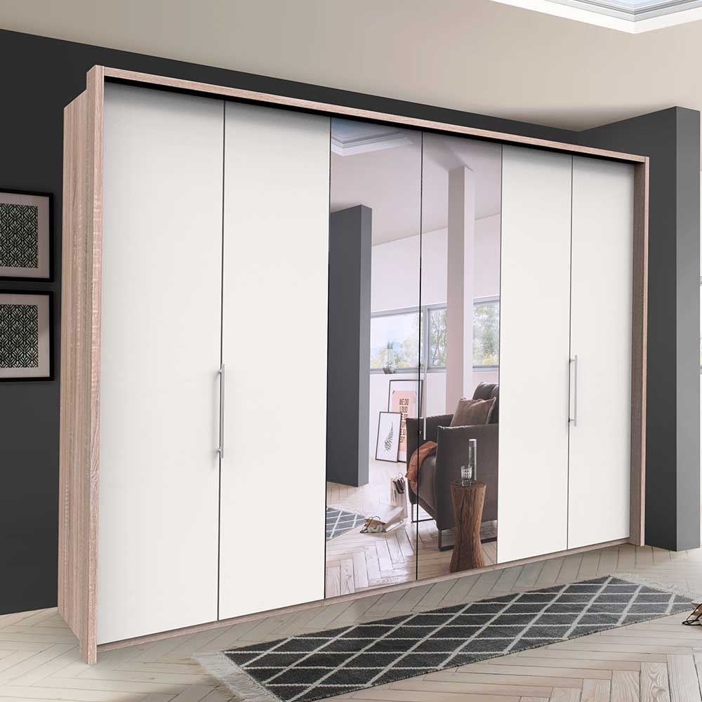 Moderner Panorama Ankleideschrank Lolyana mit Falttüren und Spiegel
