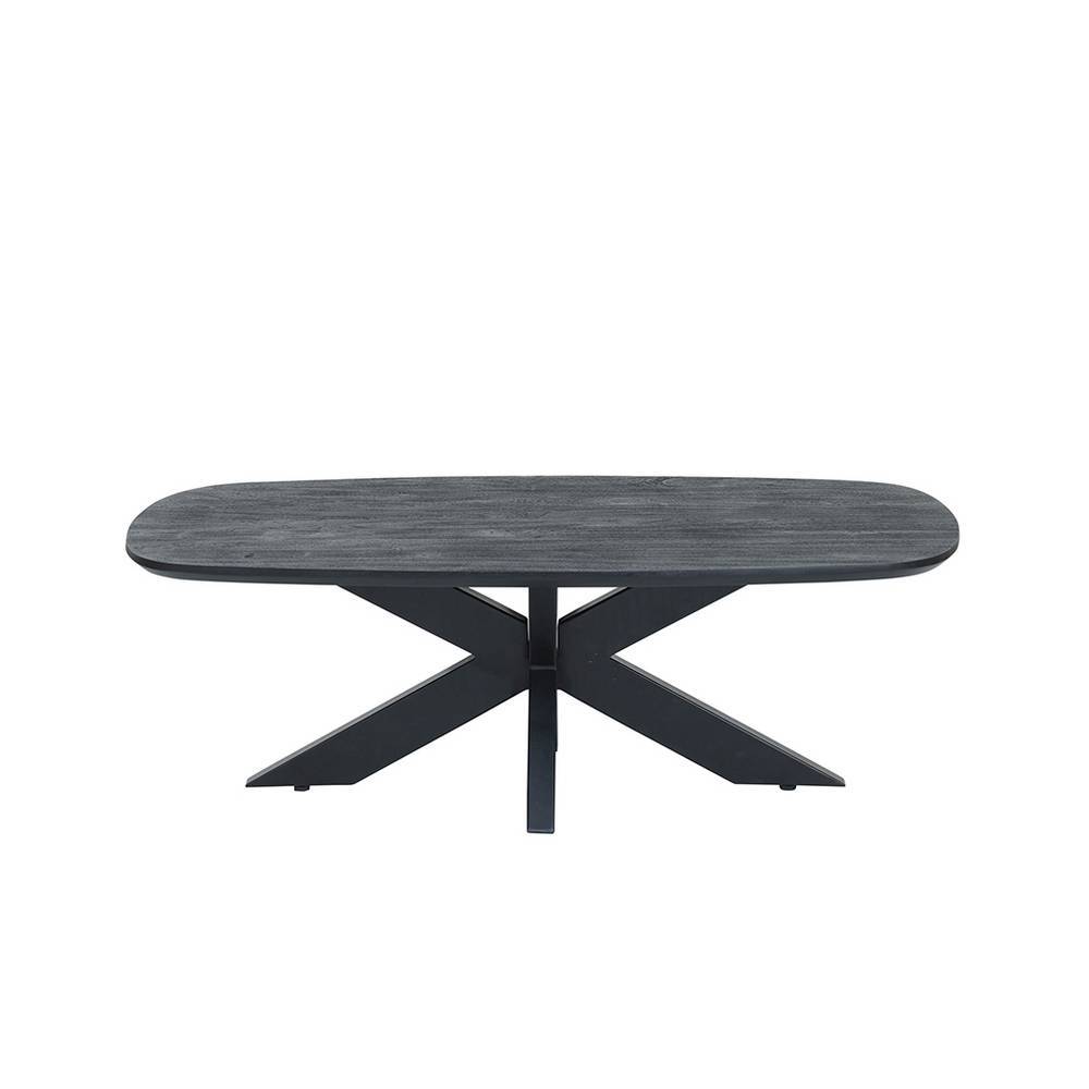 Massivholz Couchtisch Recondra mit Spider Gestell in Schwarz