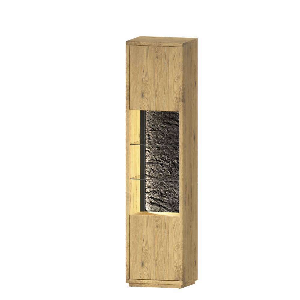 Wohnzimmerwand modern Ostoro in Wildeiche Bianco 206 cm hoch (vierteilig)